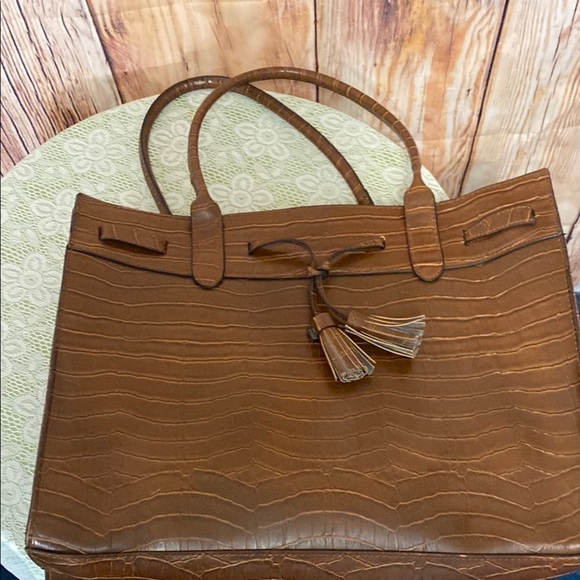 Bueno Large Faux Leather Croc Tote Bag Multiple Sections & Design - Picture 7 of 12